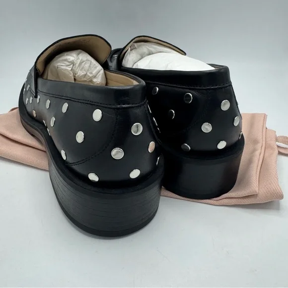 STUART WEITZMAN Palmer Bold Studded Leather Loafers Size 9 Black